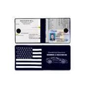 Car Registration and Insurance Holder Glove Box Folder-Premium PU Leather, Blue