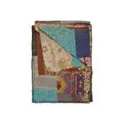 50 X 70 Green and Brown Quilted Cotton Patchwork Throw Blanket with Embroidery