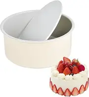 Guowall 6 inch Removable Bottom Round Cake Pan for Layer Cake Cheese Cake Nonstick Cake Mould Baking Tray with Metal Reinforced Frame - Cream Color