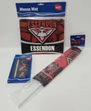 AFL Essendon Bombers Supporter Pack NEW Pen Pin Keyring Set Mouse Pad Flag