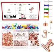 Hilitchi 310Pcs Rose Gold Push Pins Set Includes Push Pins Map Tacks Thumb Tacks Map Pins Push Pin Clips Assorted Push Pins 5 Types Pushpins Kit Decorative Push Pins for Cork Board Bulletin Boards