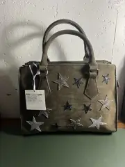 Muche et Muchette DISCO STAR FAUX SUEDE ARMY GREEN Satchel Bag