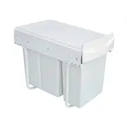 RANDY & TRAVIS MACHINERY 30L Twin Slide Out Concealed Waste Bin - for a 300mm Cabinet - White - Bottom Mounted