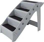 PETMAKER Pet Stairs - Home and Vehicle Nonslip Carpeted Dog Steps with 4-Step Design - for Puppies, Kittens, and Other Small Pets by (Gray)