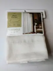 54x84 Light Filtering Textural Sheer Curtain Panel Ivory - Threshold
