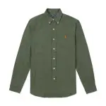 【RALPH LAUREN】RL POLO 經典刺繡小馬亞麻長袖襯衫 上衣-墨綠色(亞麻布料/CLASSIC FIT/平輸品)