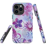 For iPhone 14 Pro Max Case Tough Protective Cover, Flower Swirls