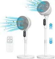 Standing Fan, Omni-directional Oscillating Fan For Bedroom, Circulator With Remote, DC Motor Quiet Pedestal Fans, Adjustable Height, 6 Speeds, 9H Timer, Home