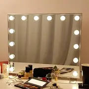 Puselo Vanity Mirror with Lights, Large Hollywood Lighted Makeup Mirror with Dimmable LED Bulbs, Touchscreen Control, Cosmetic Tabletop Mirror for Bedroom (014)