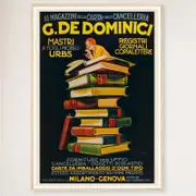 Galrie Charming Vintage Advertising Poster by G. De Dominici Books Perfect for Home, Wood Frame, A1 60 x 84cm (23 x 33inch)