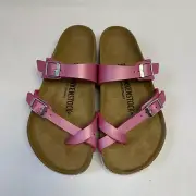 Birkenstock New w/ Box Mayari Icy Metallic Fuchsia Tulip Birko-Flor Reg Size