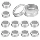 12 Pcs 2 oz Aluminum Round Tins Cans with Clear Lid, Silver