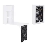 Wall Mounted Foldable Desk w/Chalkboard, Fold-Out Convertible Desk w/Shelves