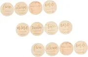 Hohopeti Wooden Baby Milestone Discs 12pcs Monthly Milestone Cards Baby Shower Decor Birth (Random Style)