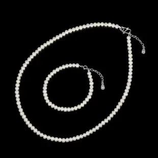 【正佳珠寶】天然淡水珍珠 4mm 珍珠項鍊 珍珠手鍊 珍珠套組｜925銀