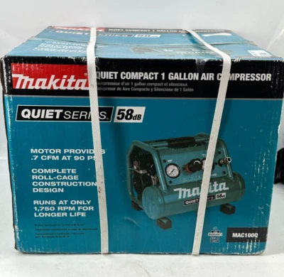 Makita MAC100Q Quiet Series 0.5 HP 1 Gallon Oil‑Free Electric Air Compressor