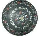 24" black marble Table Top marquetry Pietra Dura work