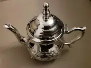 Handmade Medium Moroccan Teapot Tea Pot Silver Color, 4 Cups