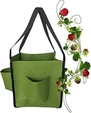 Nuyhgtr Strawberry Grow Bags, 5 Gallon Vertical Planter, Breathable Heavy-Duty Felt Pot with 4 Side Pockets for Strawberries, Flowers Ideal for Balcony and Garden, Green, Black