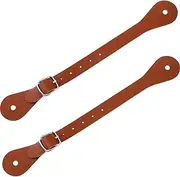 2 Pcs Leather Spur Straps Single Ply Spur Straps Western Man Woman Adjustable Boot Straps for Thigh High Boots 6 Holes Spur Straps Riding Leather Spur Straps 9.9 Inches
