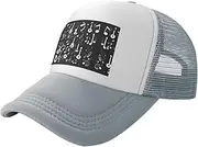 [MDATT] Music Symbols Love Mesh Baseball Cap Adjustable Twill Bulk with Ponytail Hole Washed Dad Hat for Men Women