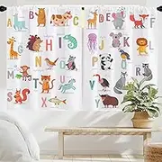 Opeoddie ABC Classroom Curtains Kids Bedroom Print Curtains 42x63 Inch Cute Colorful Alphabet Learning Boy Girl Playroom Nursery Children Toddler Small Short Curtains 2 Panels Window Treatment Drapes