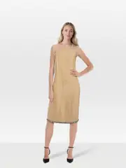 Beige Velvet Chain Strap Gown
