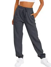 Women's Casual Baggy Fleece Sweatpants Small Blackgrey