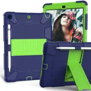 Catzon Silicone+PC Case 3-Layer Anti-fall Protective Cover Tablet Stand For iPad 7 10.2 inch(2019)-11navy olivia