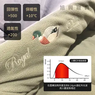 【旭興寢具】RoyalDuck 石墨烯遠紅外線發熱水洗被 雙人6x7尺 台灣製造 棉01