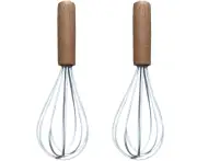 Silicone Whisk with Wood Handle - Whisk for Eggs and Egg Whites, Cake Mix, Blending, Gravy and Sauces - White