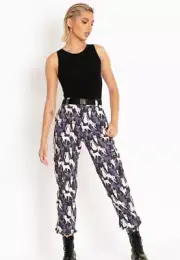 Black milk Clothing Luna Artemis Collage Cargo Pants Sz 10 Sailor Moon