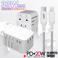 在飛比找PChome24h購物優惠-CITY萬用轉接頭PD快充33W急速充電器-白+高密編織線T