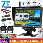 7" Wireless Rear View Kit HD LCD Monitor + 2 Reverse Camera For Truck Caravan RV