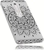 [mumbi] Mobile Phone Case Compatible with Nokia 6 2018 Slim with Mandala Design Black/Transparent