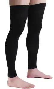 Thigh High Calf Sleeves Compression Hose 20-30 mmHg Opaque Stockings Black Large