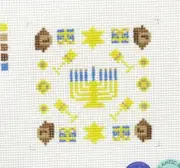Atlantic Blue Hanukkah Mini Kaleidoscope Handpainted Needlepoint Canvas