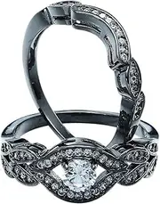 [VPbao] 2pcs Ring Cubic Zirconia 18K Stainless Steel Set Promise Rings White