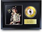 HWC Trading A3 FR David Bowie Ziggy Stardust Gifts Signed Autograph Picture with a Gold Disc Image Print for Music Memorabilia Fans - A3 Framed