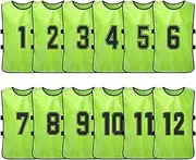 12PCS Kid's Football Pinnies Quick Drying Soccer Jerseys Youth Sports Scrimmage Basketball Team Training Numbered Bibs Practice Sports Vest