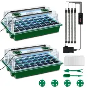 Seed Starter Tray with Grow Light, 2 Packs 80 Cells Seedling Starter Trays wi...