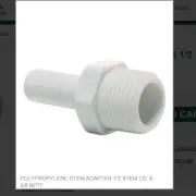 POLYPROPYLENE STEM ADAPTER 1/2 STEM OD X 3/8 NPTF #PP051623W