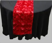 10 Red Rosette Rose Satin 3D Table Runners 12"x108" Ribbon Wedding Event Elegant