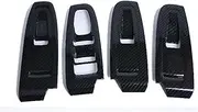 Trim Interior 4pcs/set Car Interior Armrest Window Lift Switch Panel Bezel Cover Trim For Subaru For XV 2018(Carbon Fiber Black)