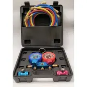 OMT R1234yf AC Diagnostic Manifold Gauge Set with 3-Way Gauges and Hoses