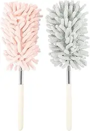 CRILSTYLEO 2Pcs Bendable Microfiber Hand Duster for Household Cleaning Comfortable Grip Electrostatic Adsorption for Ceiling Furniture Car and Hard to Reach Areas Nordic