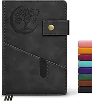 PAIBAS Blank Journal Notebook, A5 Hardcover Leather Sketchbook with 200 Pages Thick Blank Paper for Men Women, Unlined Drawing & Writing Journal, 5.9" x 8.4" Plain Notebook (black)