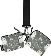 [XYMZR] Mini Zip Around Wristlet keychain Wallet Cute Spirits Flowers for Women Personalized Pattern Detachable Dual Pouch Wristlet Portable Wallet Phone Coin Purse, Multi-colored, One Size