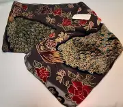 DANA HERBERT PEACOCK FLORAL VELVET SHEER RAYON SILK SCARF 57" X 10" NEW WITH TAG