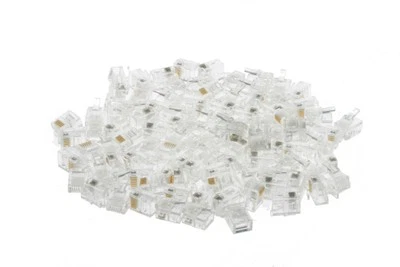 Modular RJ12 Plugs for Solid Round Cable, 6P6C, Qty 100 - Lifetime Warranty